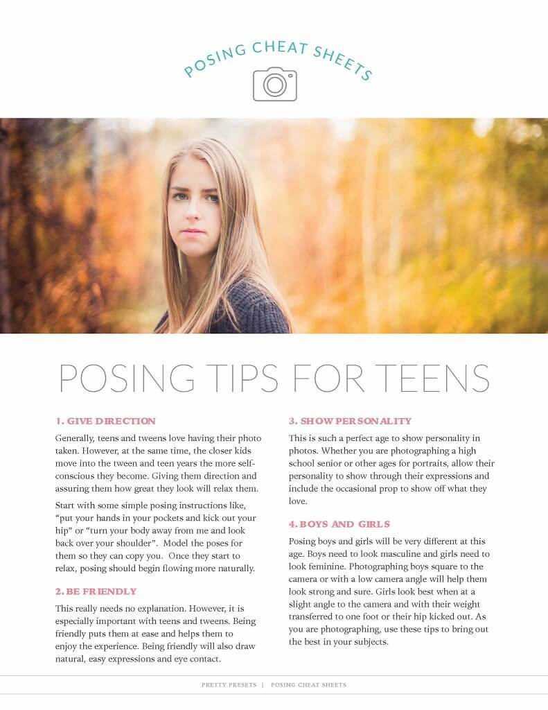 Guía gratuita de poses para adolescentes